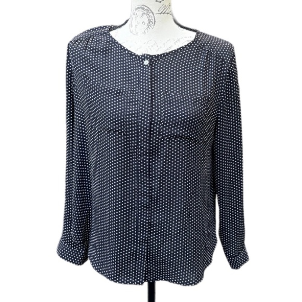 Loft black blouse with whit polka dots size S petite